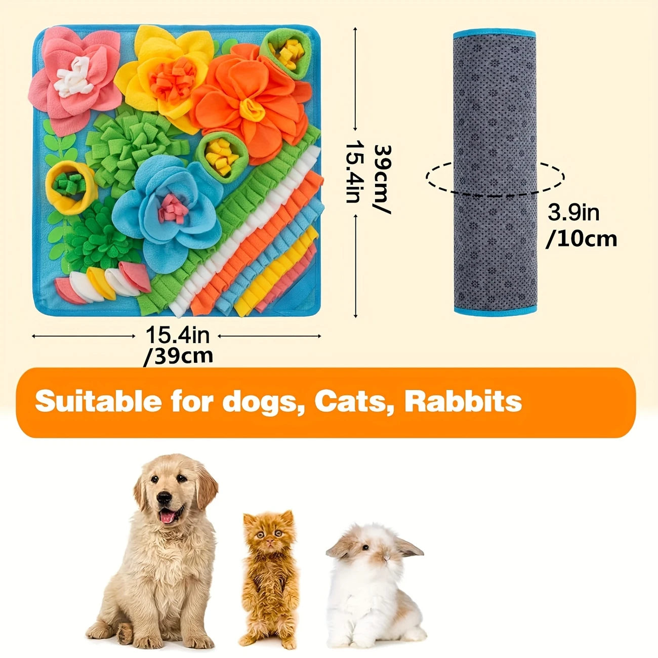 Alfombra Olfativa para Perros 39×39 cm | Antideslizante y Estimulante