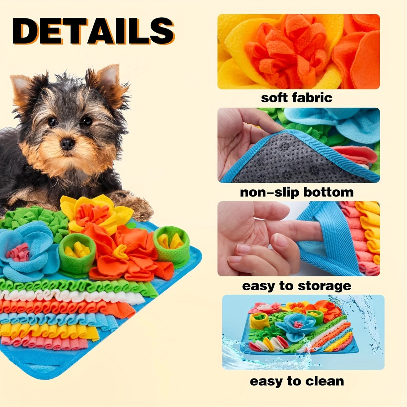 Alfombra Olfativa para Perros 39×39 cm | Antideslizante y Estimulante